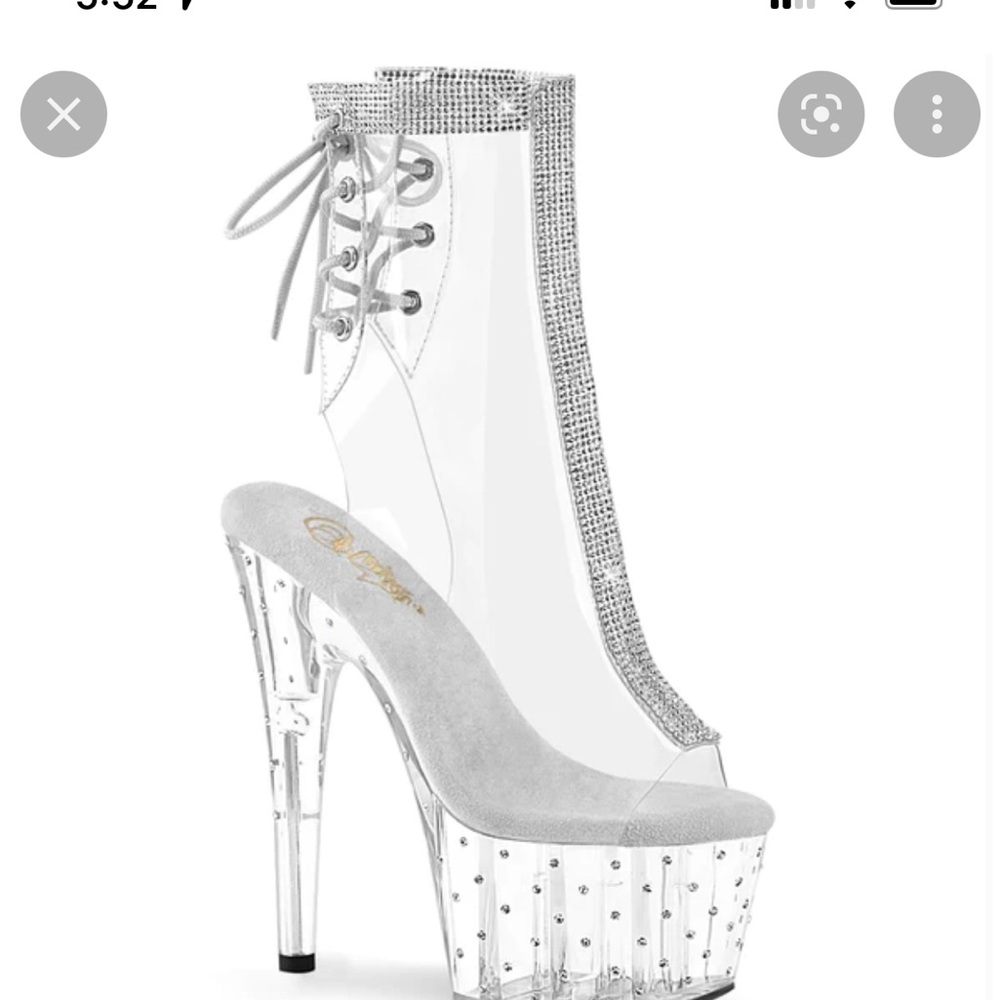 PLEASER HEELS, SIZE 8, CLEAR